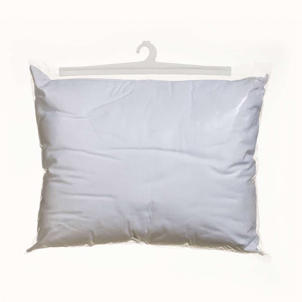 Bag for pillow with attached / sealed hook