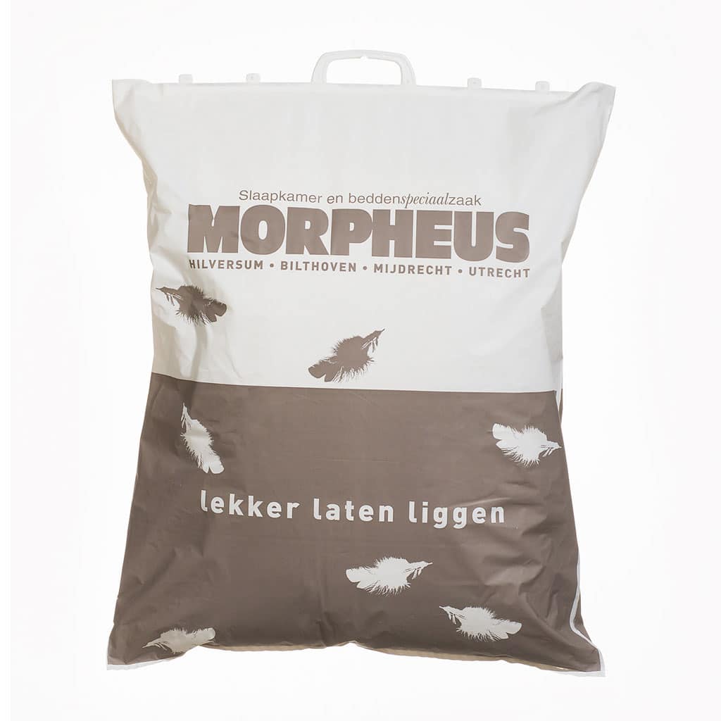 White opaque clip-close handle carrier bags with print, recyclable and reusable