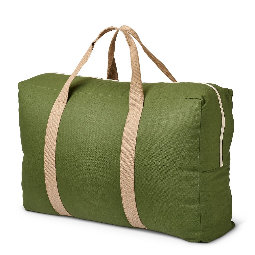 Green canvas cotton bag for quilt or duvet
