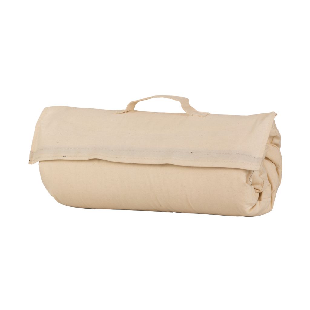 Rolled-up pillow packaging for travel, made of cotton