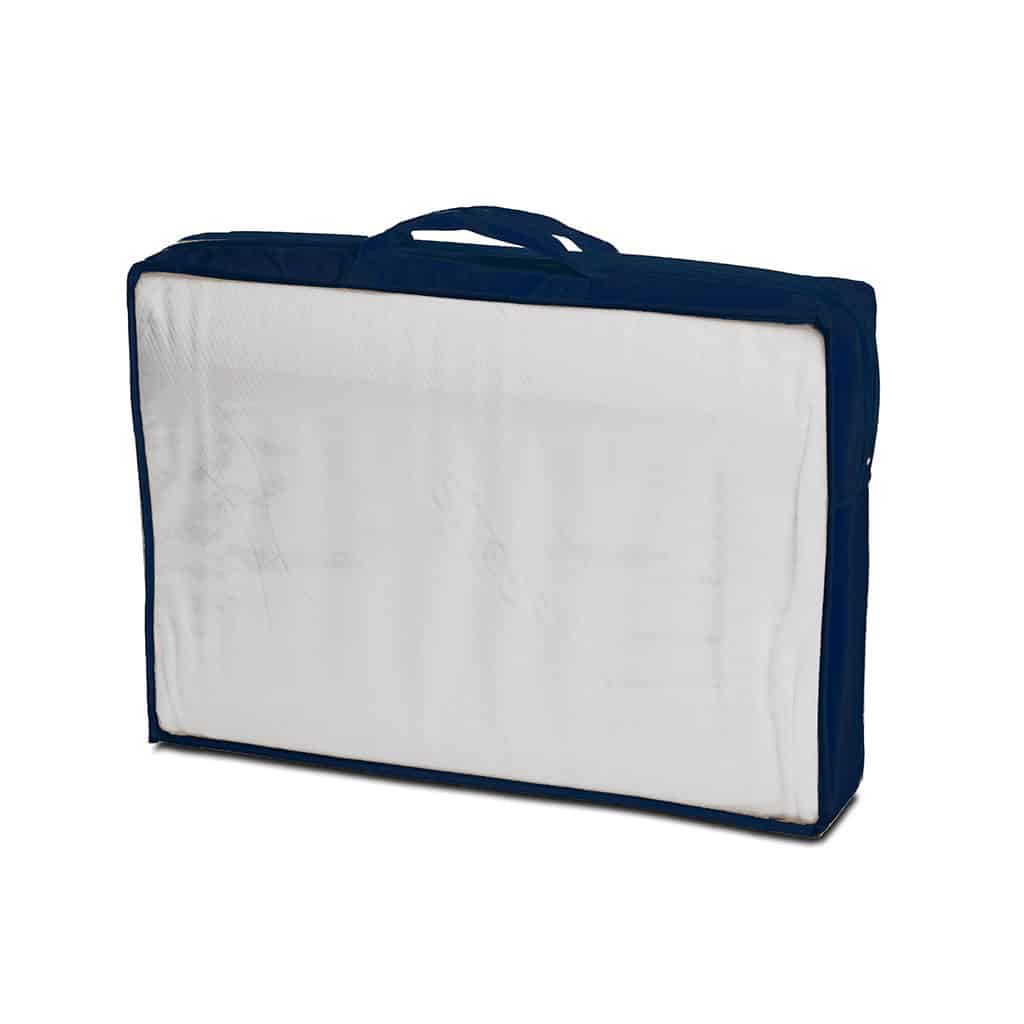 Zipper bag with LDPE and blue PP-nov woven for box pillows